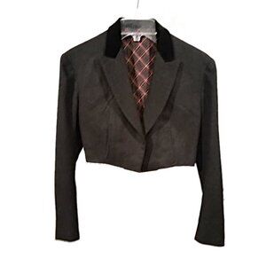 Black Wool Spencer Jacket Velvet Collar Regency Bridgerton